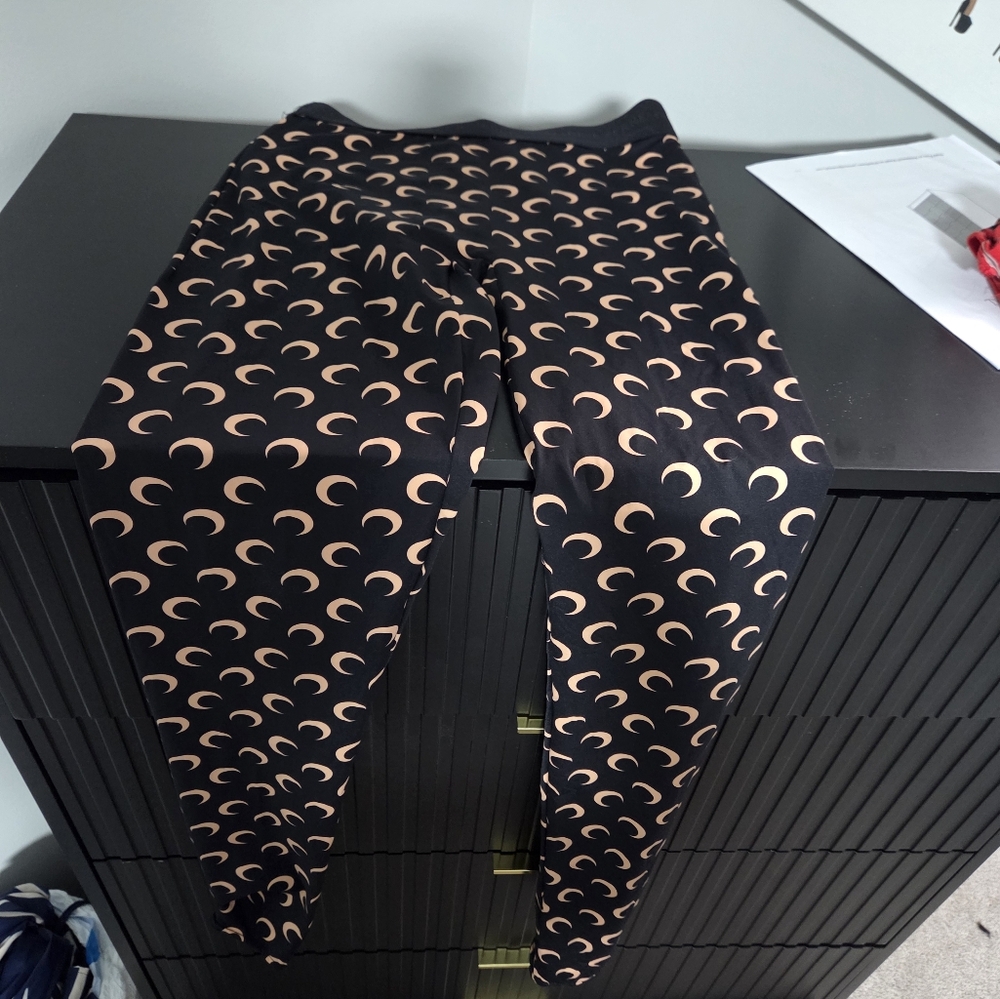 Marine Serre Black and Gray Crescent Moon Leggings